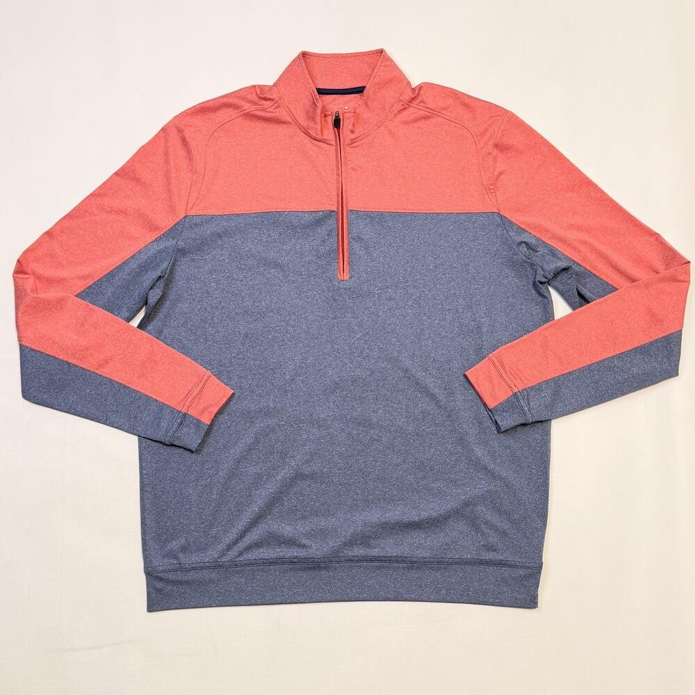 Johnnie-O Pullover Mens Medium Blue Colorblock 1/4 Zip Performance Golf Stretch